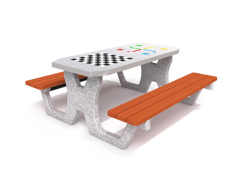 Inter-Play - Concrete table for chess - checkers / ludo game 02